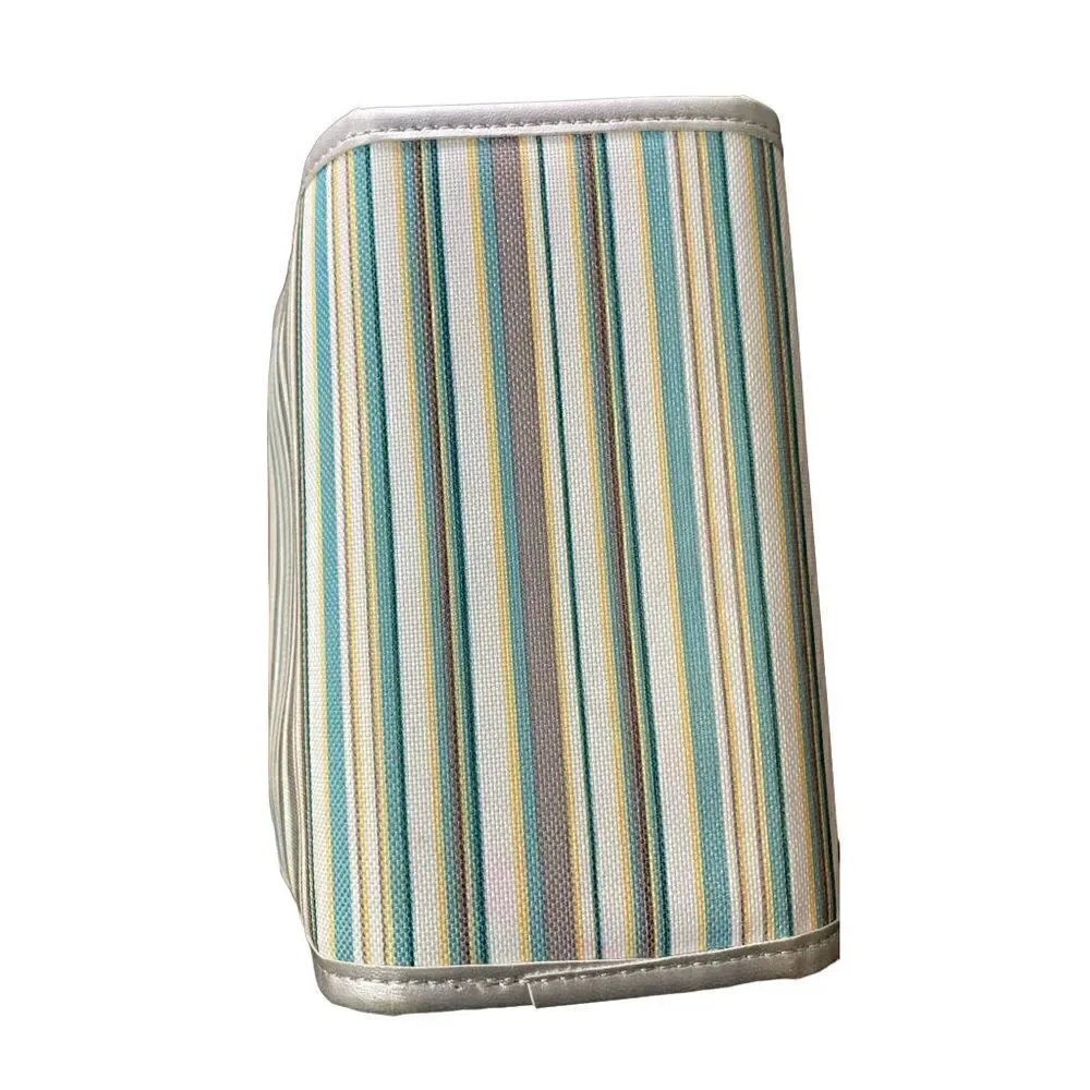Avon Striped Hanging Travel Accessory With 3 Removable zippered pouches